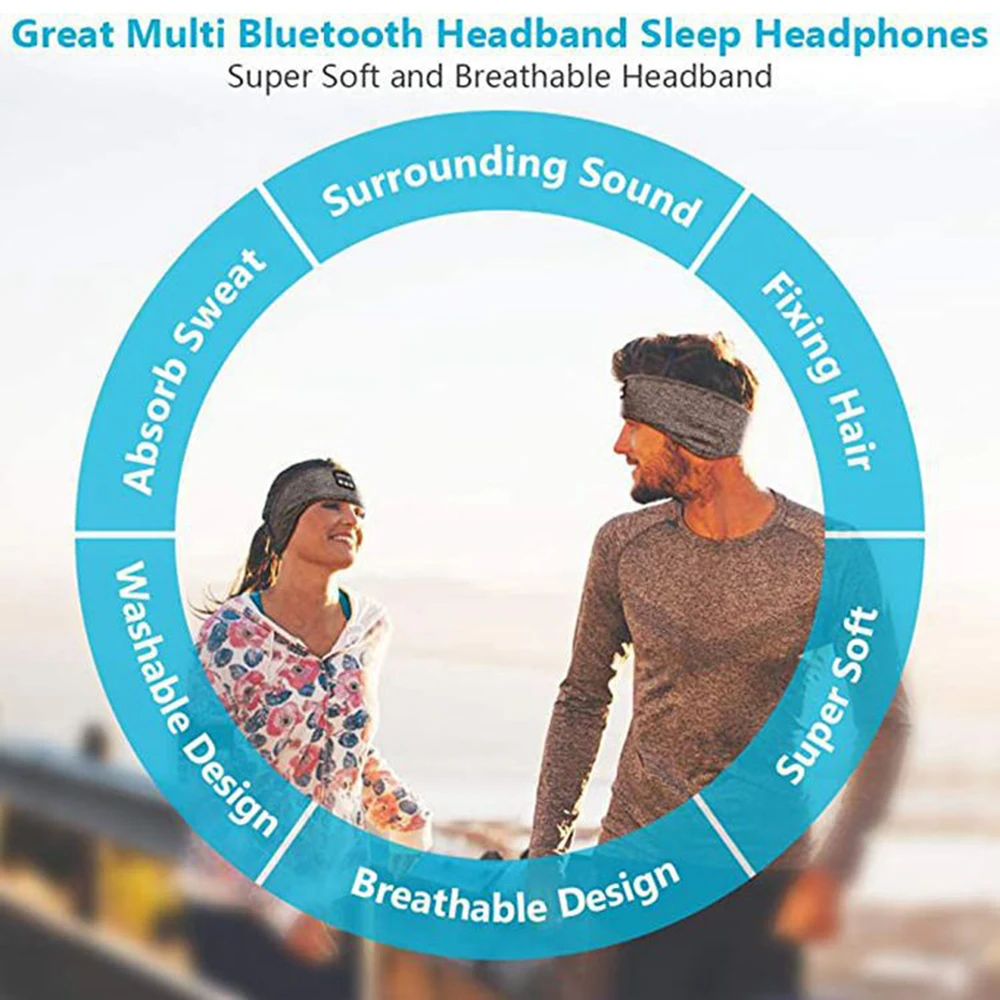 Kompatybilny z Bluetooth 5.0 bezprzewodowy zestaw słuchawkowy Stereo Sleeper Side Sleeper maska na oczy sportowa opaska na głowę słuchawki słuchawki do muzyki