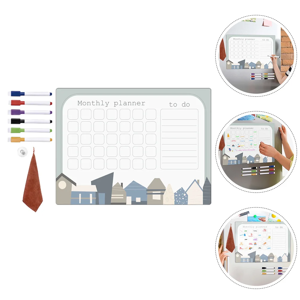 

1 set 1 Set Magnetic Message Board Weekly Dry Erase Planner For Fridge Kitchen Wall Schedule Organizer Whiteboard Plastic