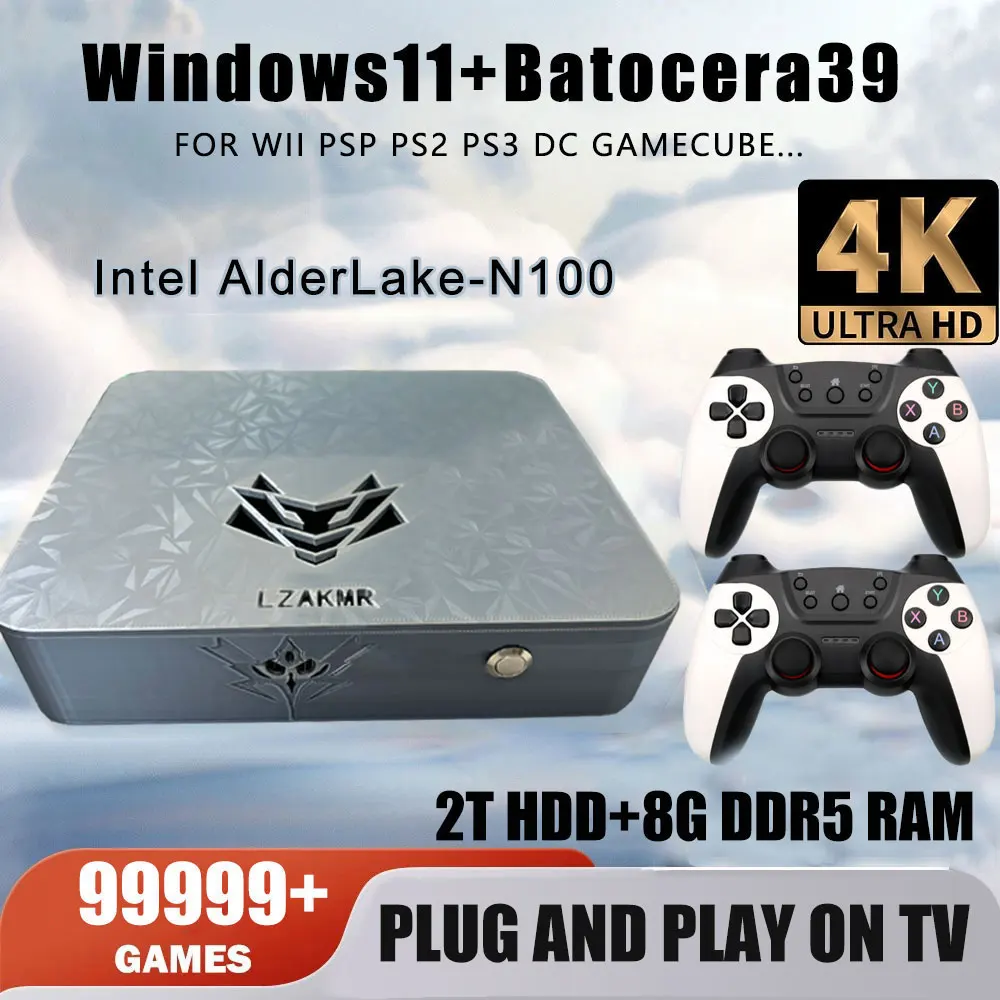 Upgraded Dual System Win11+Batocera 2TB Game System AK1 Pro Game Box 99999+ Games For PS2 PS3 WII SS GAMECUBE Sega Saturn