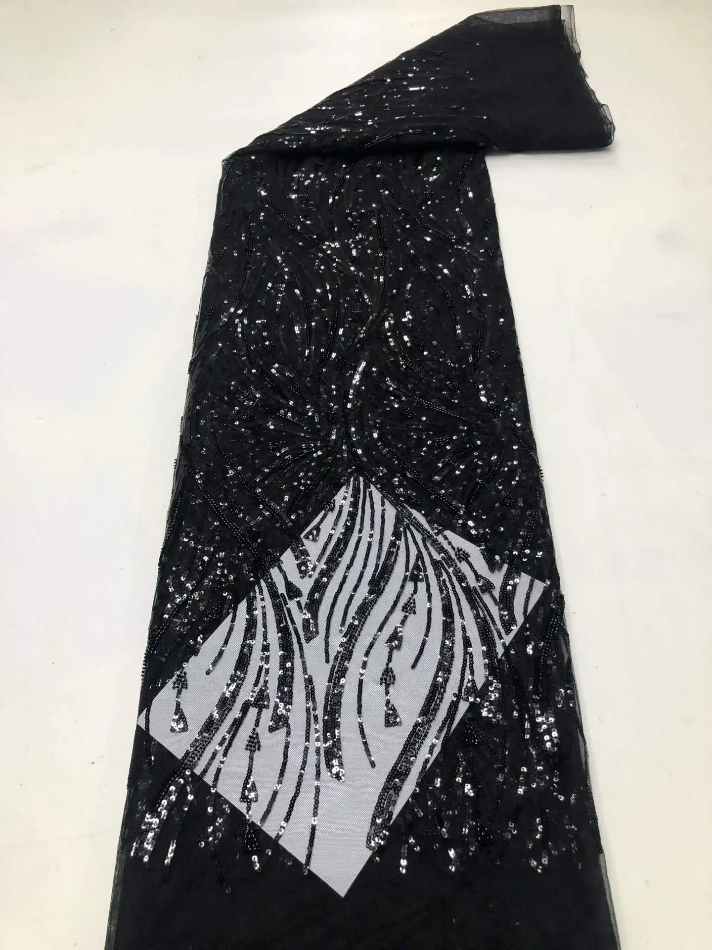 

Элегантная африканская тюлевая ткань с вышивкой и бисером, высококачественное нигерийское кружево с пайетками для свадебных и праздничных платьев, 5 ярдов