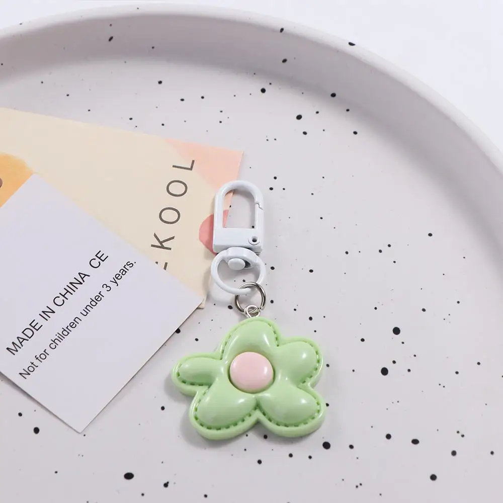 Funny Korean Style Flower Keychain Mini Kawaii Resin Floral Keyring Cute Colorful Bloom Pendant Bag Pendant