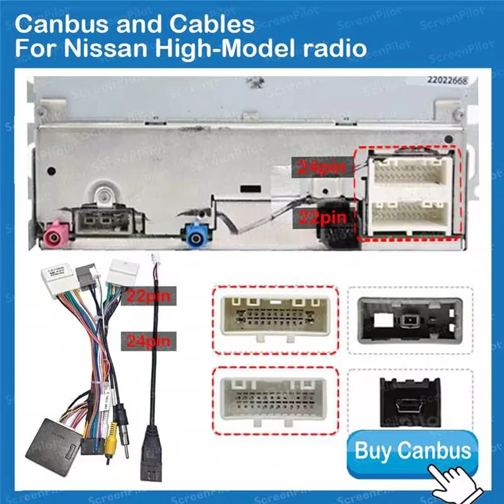 For Nissan High-Model Car Radio Supports Original Car Rearview/Amplifier/360-degree camera SWC Plug&Play Android Radio Cable