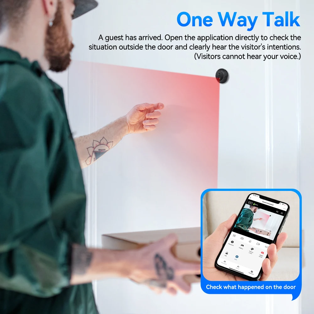 WSDCAM-timbre con Wifi, cámara de grabación de vídeo, mirilla, detección humana, Ojo de vídeo, gran angular de 140 °