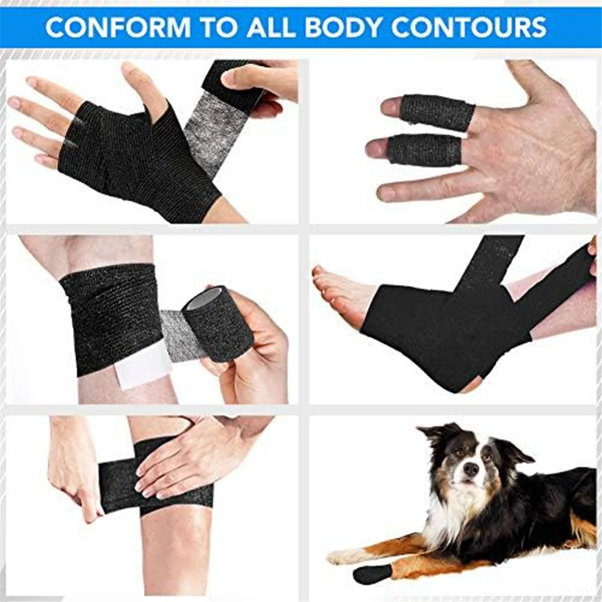 

6Pcs Adhesive Bandage Wrap Breathable Cohesive Tape, Non Woven FirstAid Tape for Ankle Sprains & Swelling-ANKL