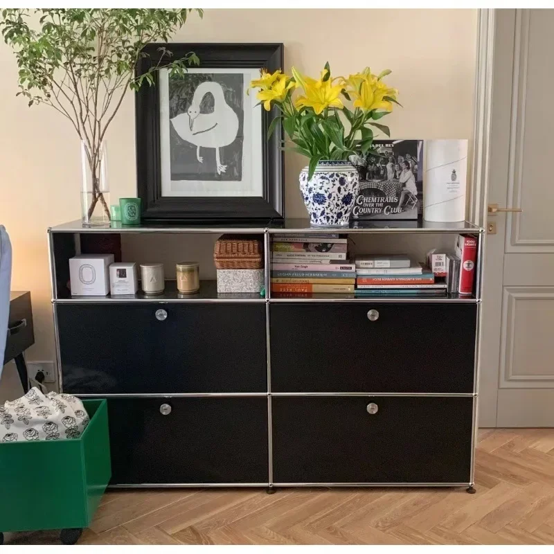 Modern Sideboard Flip Door Cabinet 4-Tier Wood Modular Storage Custom Color Organizer for Entryway Living Room Cabinet Office