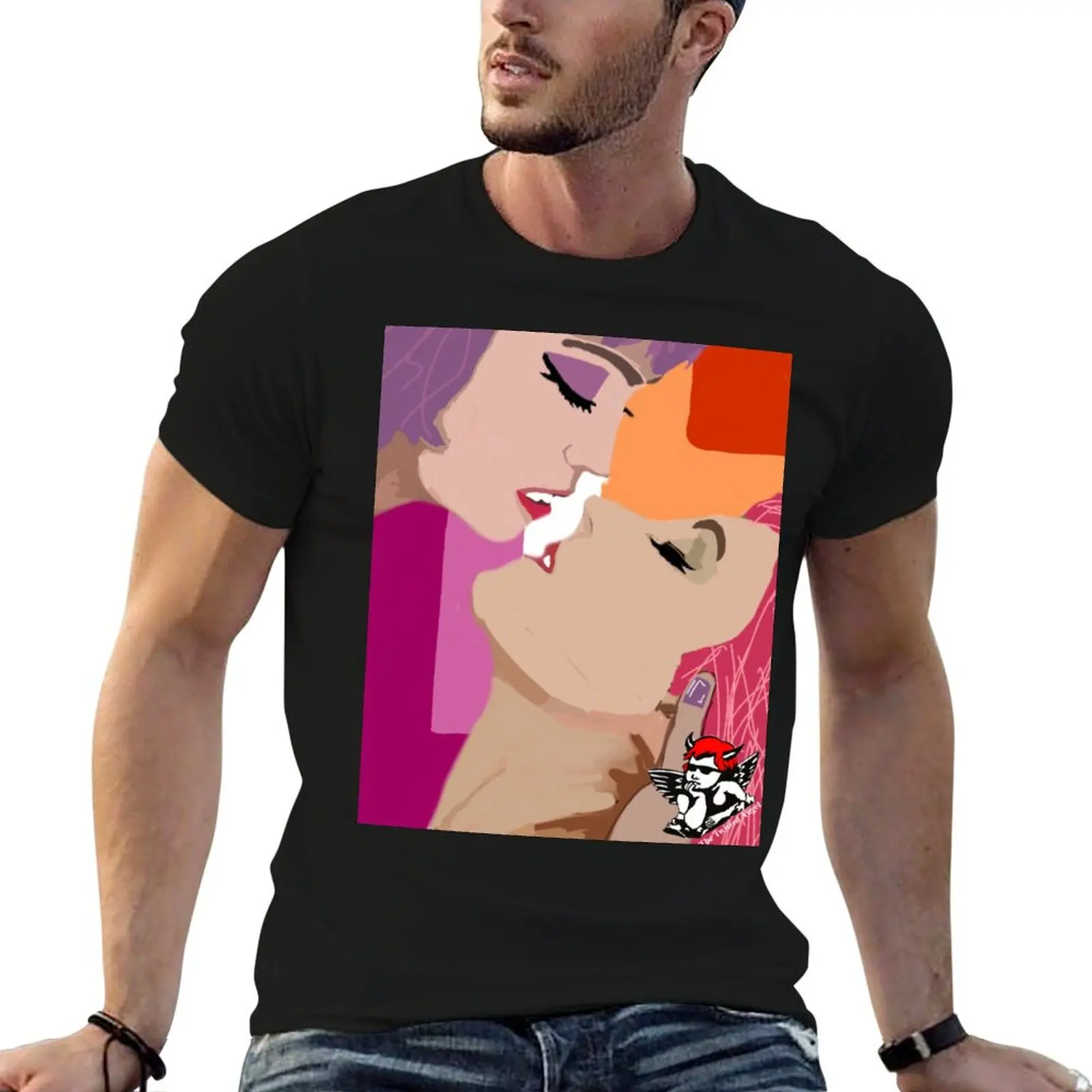 Twisted True Loves Kiss Fitted Scoop T-Shirt korean fashion summer top mens tall t shirts