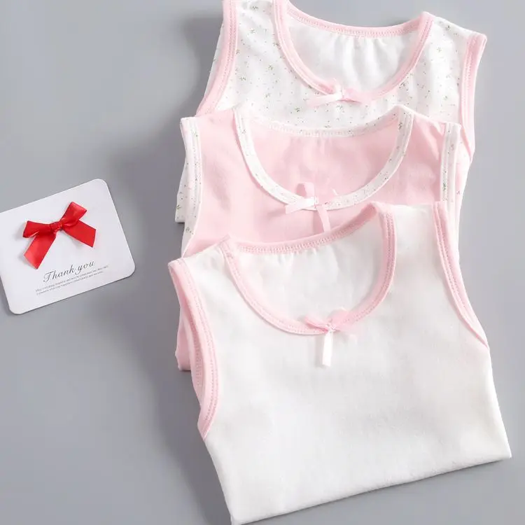 3 teile/los Mädchen Singlet Unterwäsche Tank Nette Design Unterhemden Baumwolle Tank Bogen Tops für Baby Mädchen Größe 100-150 atmungsaktive Tops – Detail 5