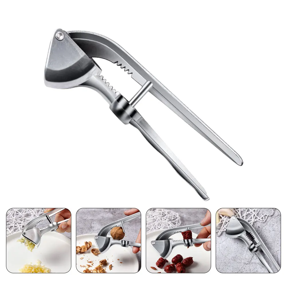 Stainless Steel Garlic Press Garlic Crusher Manual Garlic Crusher Date Pit Remover Walnut Nut Crusher Kitchen Muti-Function Tool