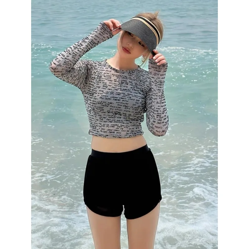 Women's New Swimsuit Conservative Three Piece Set Long Sleeved Sports Surfing Suit Flat Angle Pants high-end Hot Spring Swimsuit