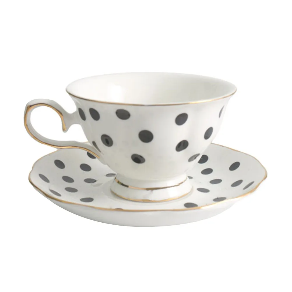 

1Set Creative Polka Dot Coffee Cup Set Ceramic Material Sturdy Edges Comfortable Grip Large Capacity Elegant Tableware