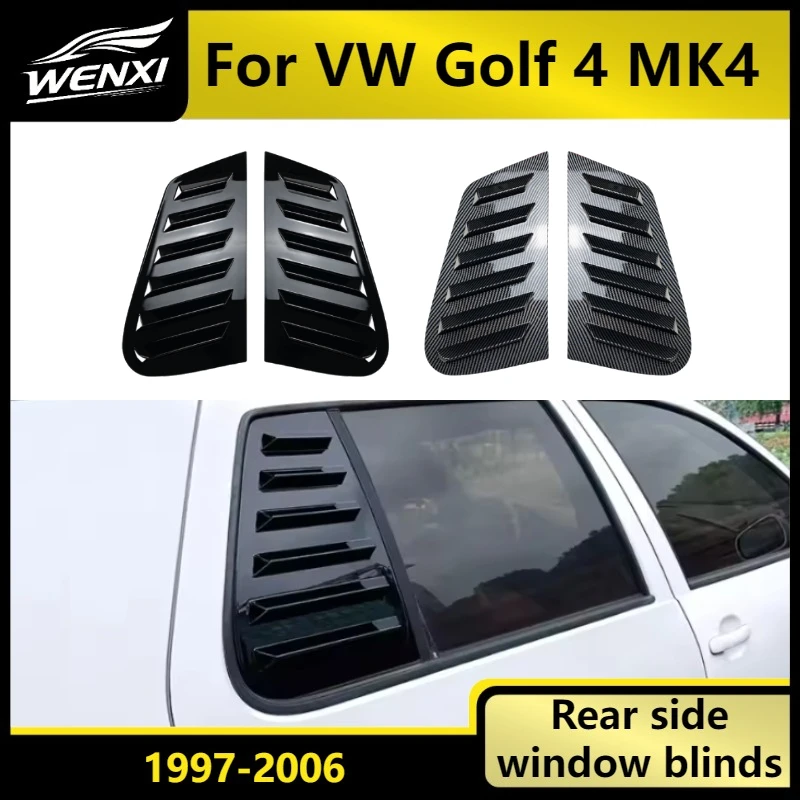

Rear Side Window Louvers Shutter Cover For VW Golf 4 MK4 1997-2006 No Drilling Heat Shield Sun Shade Black Sport Style
