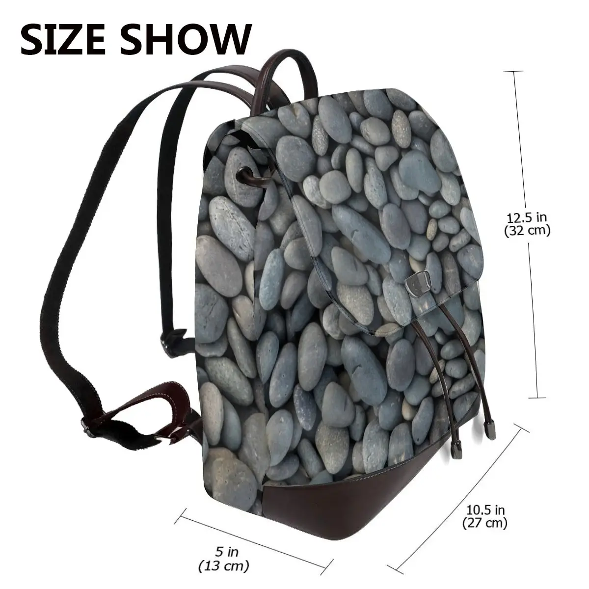 Gray River Stone Pebbles River Rock Bookbag School Student Bags Hiking Travel Daypack for Women Fashion Derma Backpack