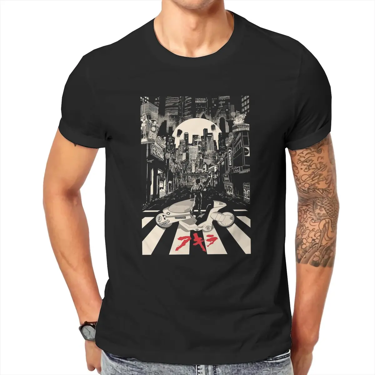 Akira Anime Katsuhiro otomo Kaneda cyberpunk T Shirt for Men 100%  Cotton Vintage T-Shirts   Tees  Clothing Gift Idea