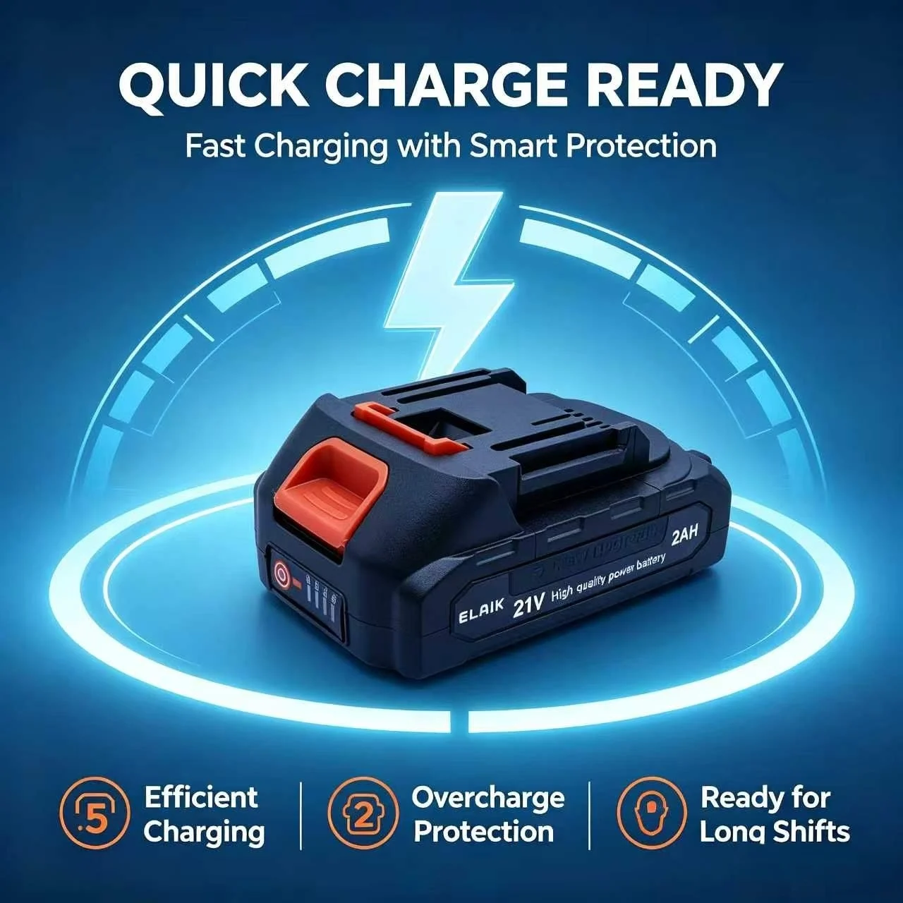 21V 2A Replacement Rechargeable Lithium‑Ion Battery LED Power Indicator For Motosun 18V B‑Series Power Tools Angle Grinder Elect