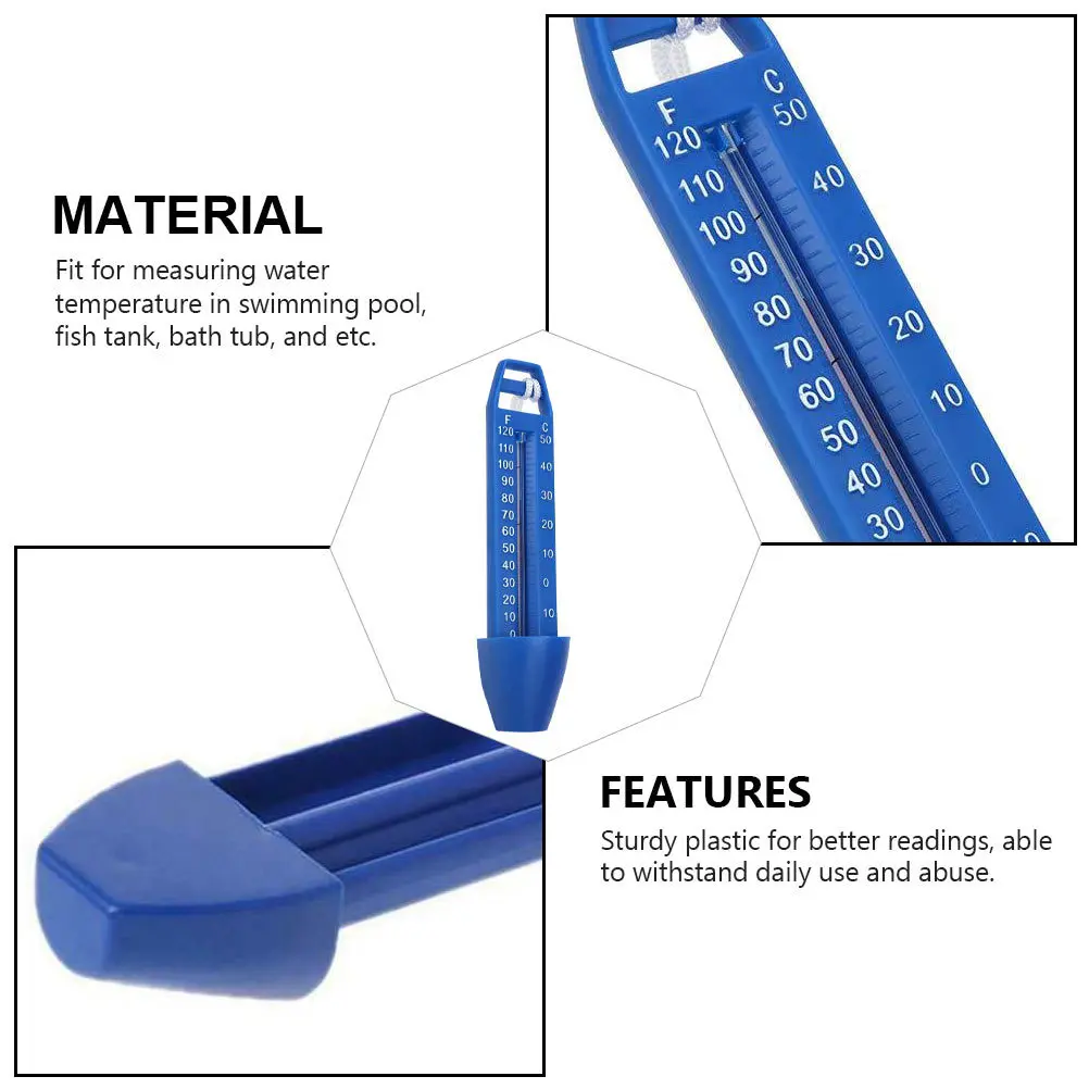 

1Pcs Floating Water Thermometer Swimming Pool Plastic Temperature Gauge Hanging Lanyard Useful Pool Accessories
