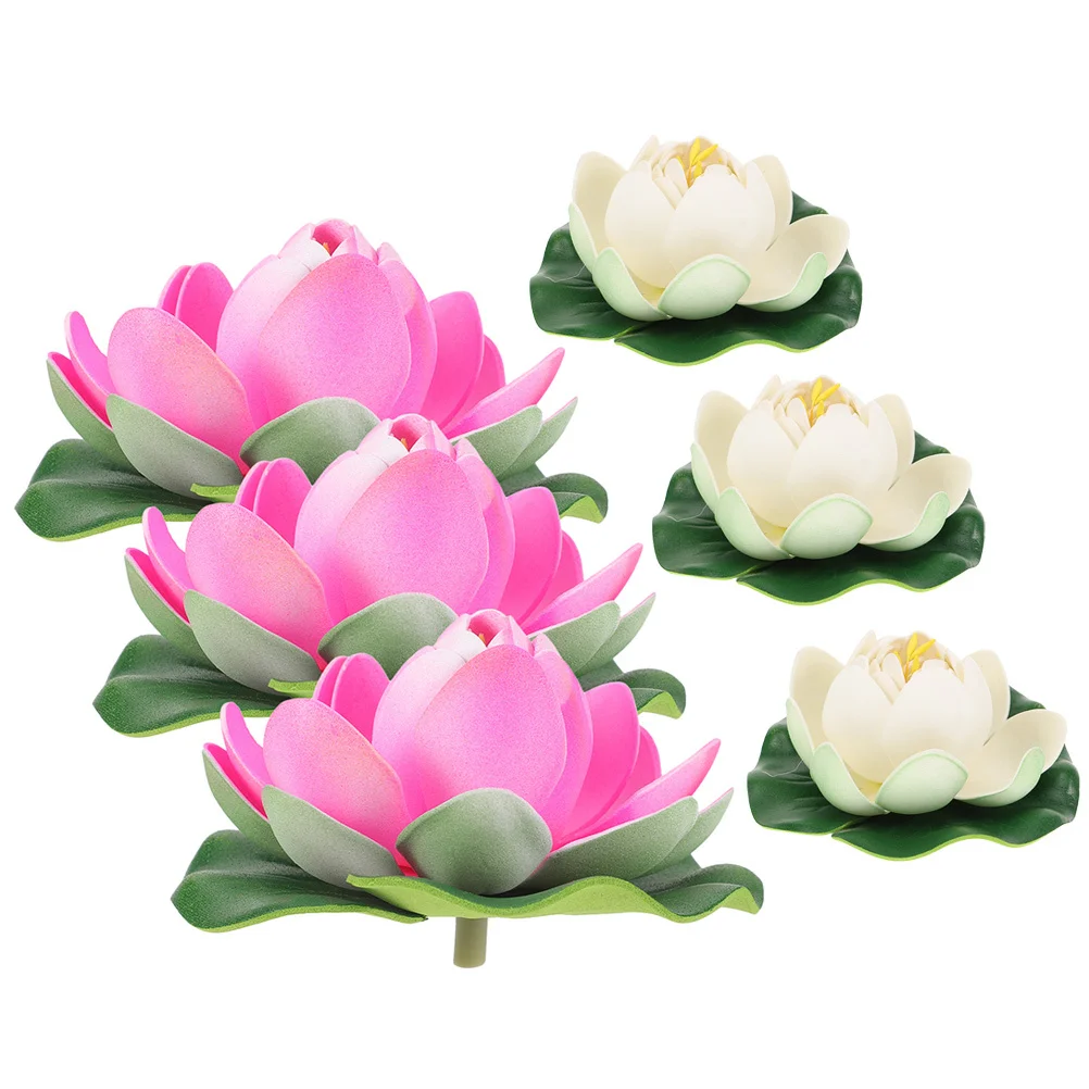 

6Pcs Artificial Lotus Flower Decor Floating Foams Realistic Simulation Lotus Ornament for Pond Fountain Garden Patio Home Decor