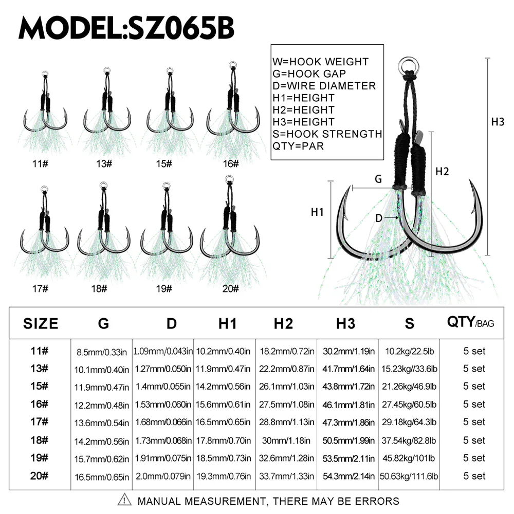 PROBEROS 10 Paar Metall-Jig-Assistent-Haken mit PE-Schnur, Feder, massiver Ring, Jigging-Löffel, Salzwasser-Angelhaken, Angelzubehör – Detail 4