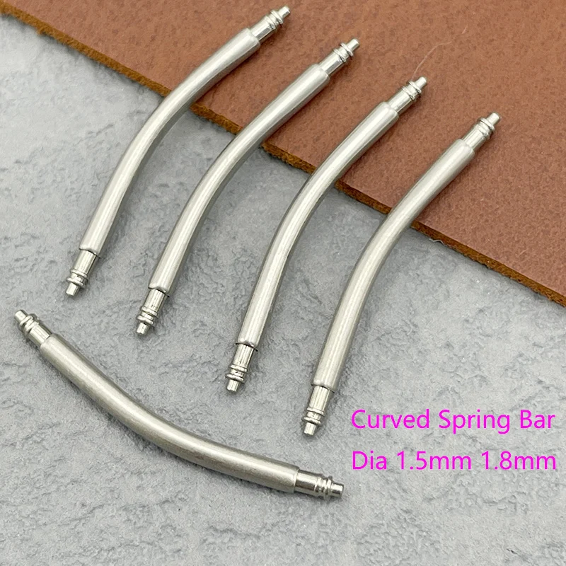 Dia 1.5mm 1.8mm Curved Spring Bar 316L Stainless Steel Watch Strap Link Pins Fit Width 16mm-26mm Curved Watch Strap Links