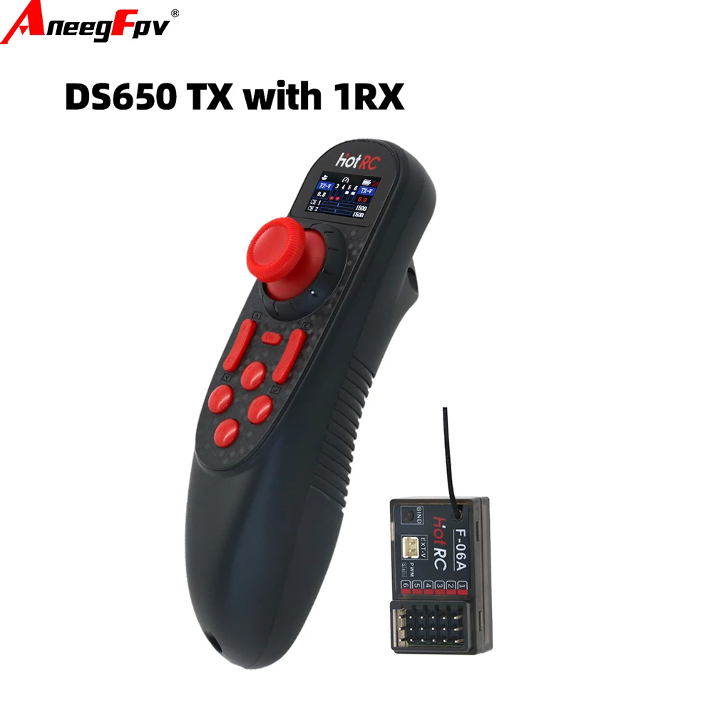 HOTRC Hot RC DS-650 DS 650 6CH 2.4GHz Radio System Transmitter Remote Controller with DS 600 PWM 6 Channel Receiver for RC Boat