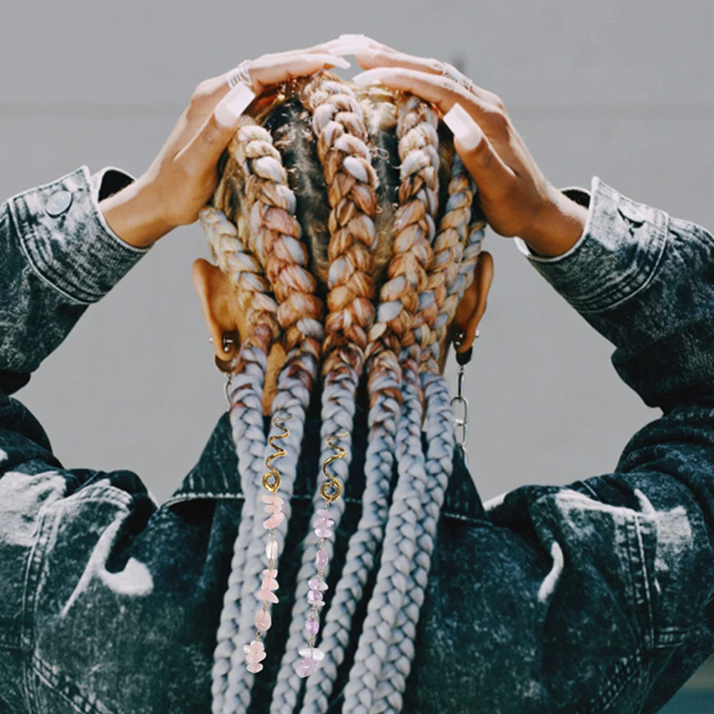 

12pcs Braiding Hair Accessories National Style Jade Pendants Dreadlock Cuffs Vintage Ethnic Braid Charms Reusable Hair for Women