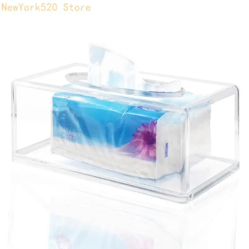 Clear Tissue Box Acrylic Rectangular Napkin Holder Desktop Storage Container N84C