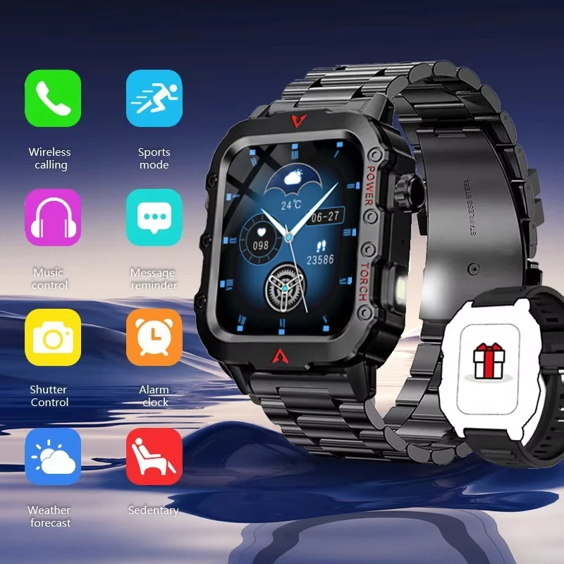 G.L Wear 2025 New Sports Smart Watch Bluetooth Talk LED Flashlight Multi-function Outdoor Sports Smart Watch for Men Women