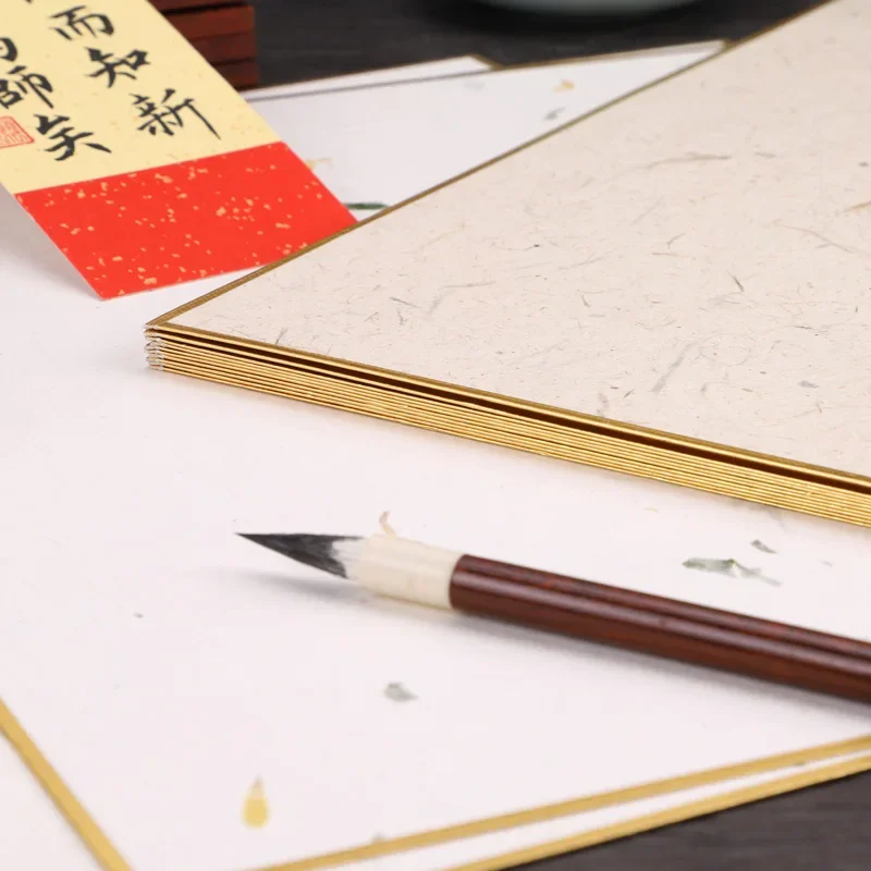 10 Sheets Antique Calligraphy Paper Thickened Half-Ripe Rice Paper Card with Flower and Plant Yunlong Paper Card Lens Decoupage - Image 5
