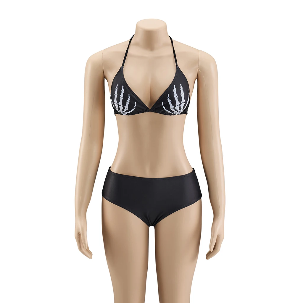 

Women Skeleton Hands Swimsuit Set Skull Print Deep V-neck Bikini Summer Beachwear Sexy Swimsuit Halloween Gothic Bathing Suit