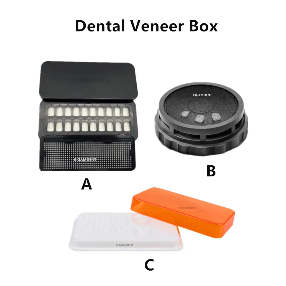 1 szt. Fornirki dentystyczne pudełko na porcelanowe uchwyty na zęby tymczasowe korony skrzynka na protezę Organizer na żywicę kompozytową