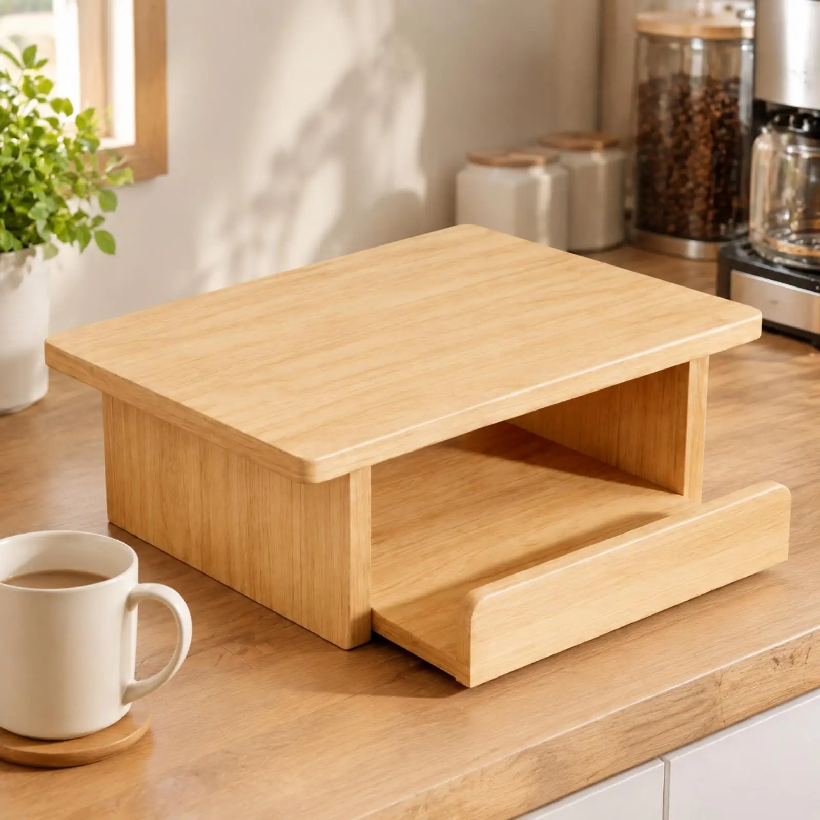 Desktop Storage Rack with Pull-out Drawer Multi-Use MDF Desktop Shelf with Drawer spanSaving Kitchen Countertop Organizer with