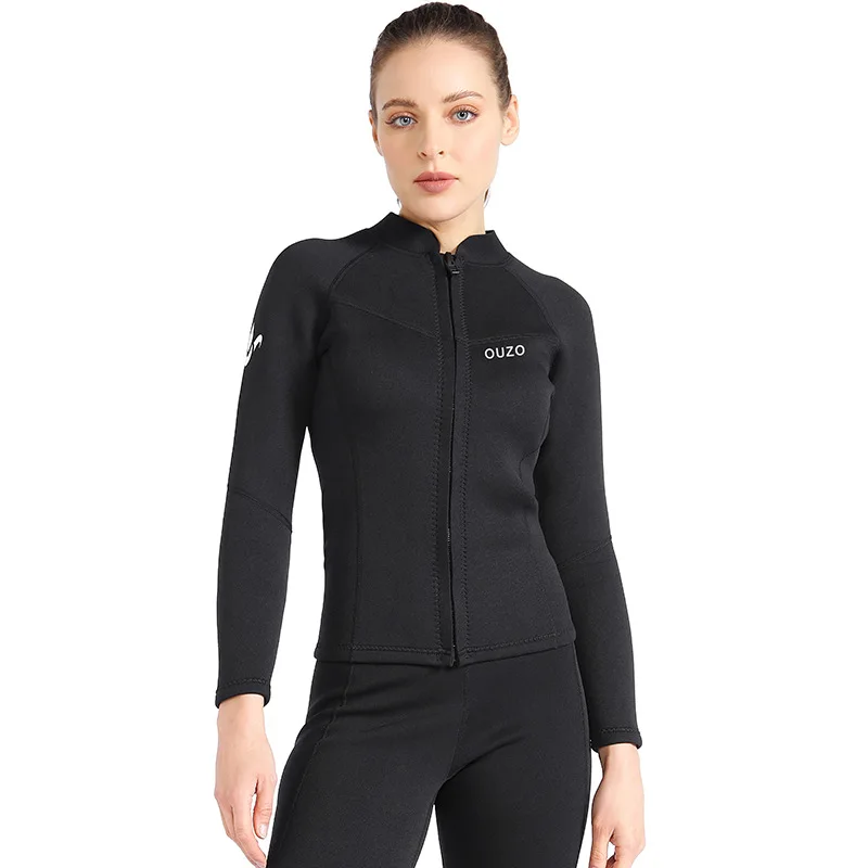 Women's 1.5mm Neoprene Wetsuit Top Long-sleeved Split Swimming Jacket Anti-jellyfish Surfing Diving Yoga Sauna Sweating Suit Top