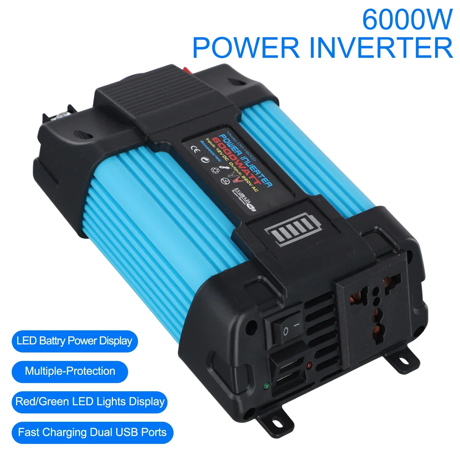 Nverter Inverter LCD Display Pure Sine Wave 6000W Car Power Inverter DC12V To AC110 220V DC12V To AC 110V 220V