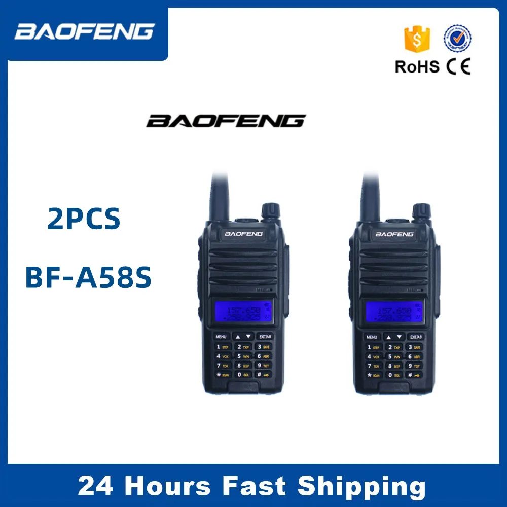 Baofeng-walkie-talkie de piezas, Radio portátil de 2 vías con auricular, transceptor Hf, FM, tribanda, 136-174/200-260/400-520MHz, 2 BF-A58S