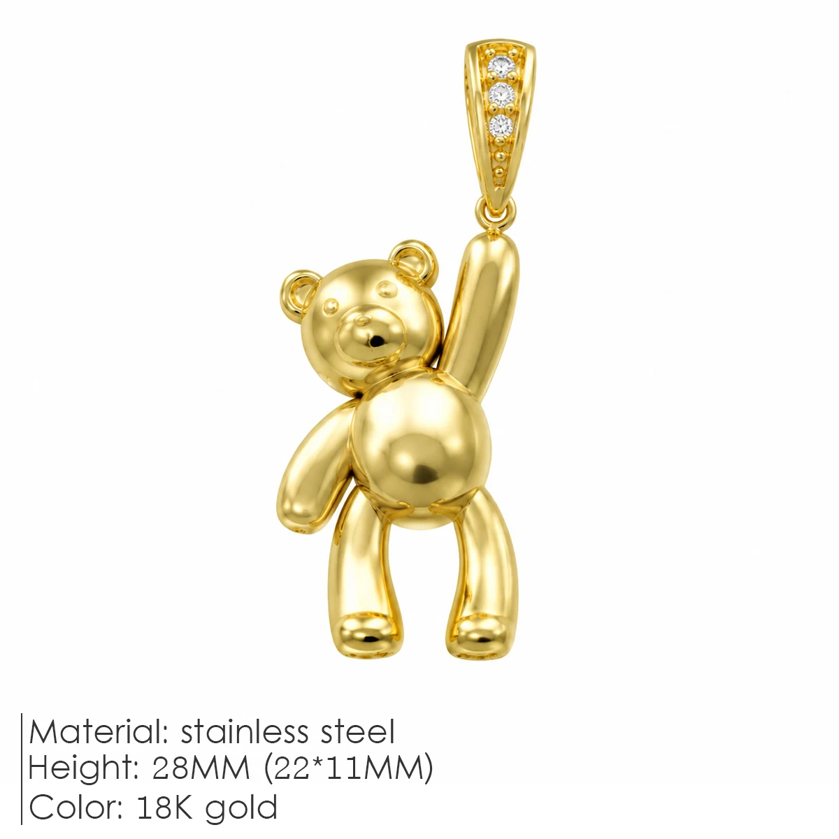 ZHENL Niedlicher Hängender Teddybär-Anhänger Charm 18K Vergoldeter Edelstahl 3D Tier-Ballonbär Halskette Damen Mädchen Schmuck – Detail 6
