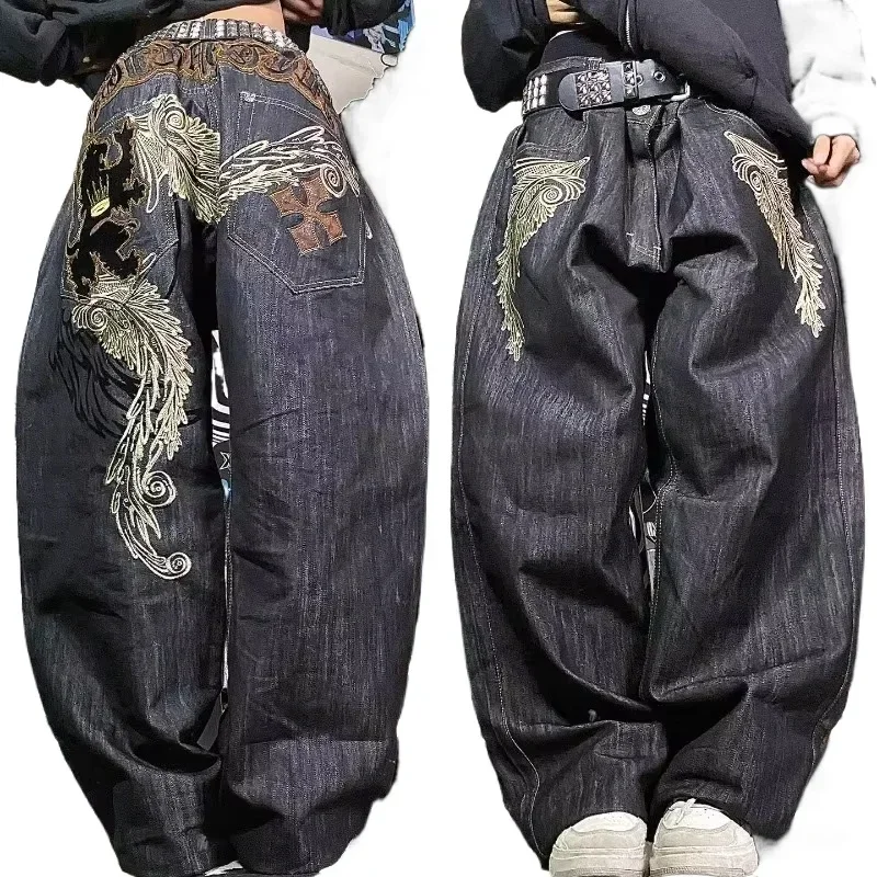 Streetwear New Fashion Oversized Print Baggy Jeans Y2K Harajuku Hip-hop Vintage Popular Goth High Waist Wide-leg Pants Trousers