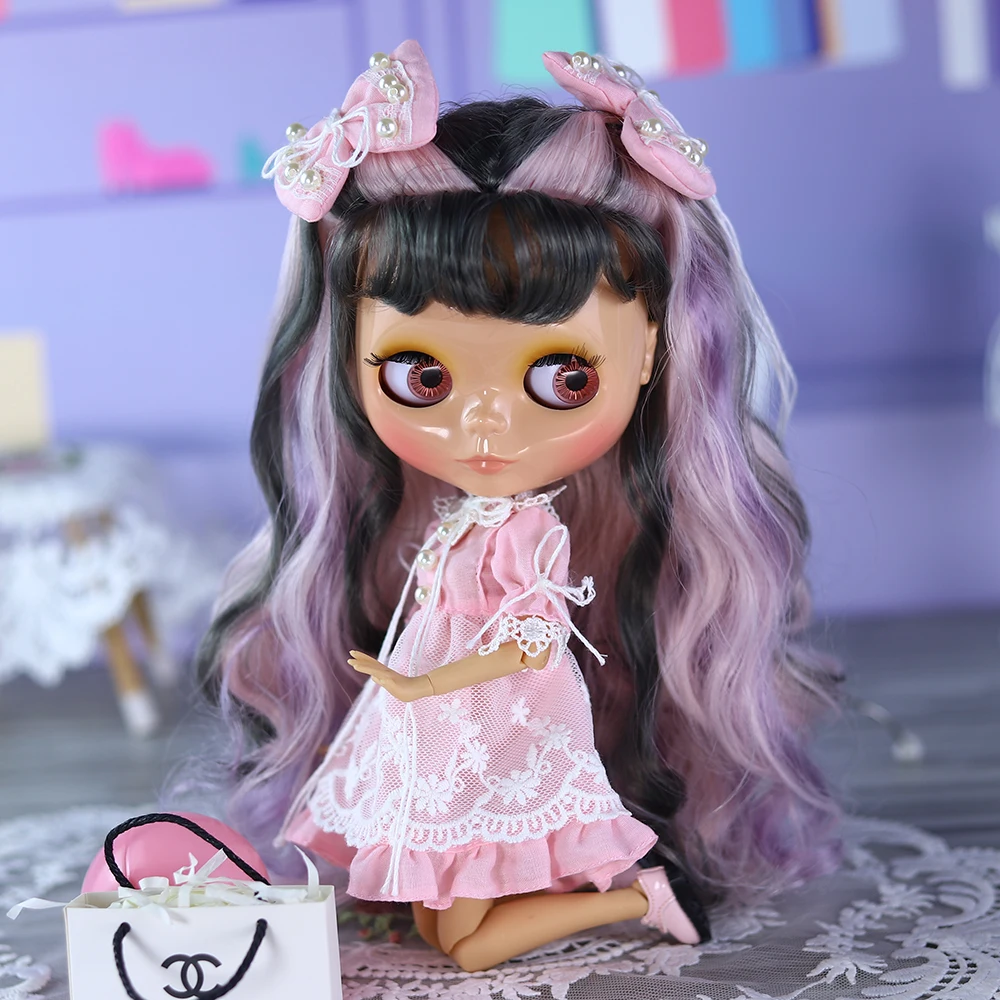 ICY DBS Blyth Doll tan Skin Joint Body Glossy Face Special Hair Color Set Doll DIY SD Gift Toy