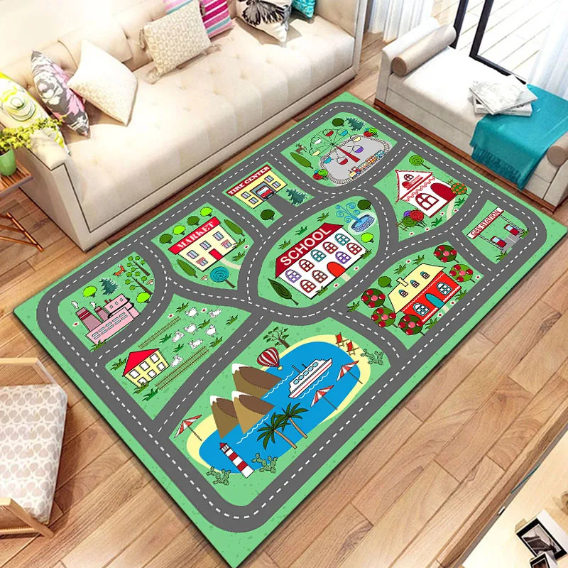 Kids Carpet City Play Mat, Learn & Have Fun Safely for Cars & Toys，Pack Playmat City Life Carpet for Kids,Play Room Rug 15 Sizes