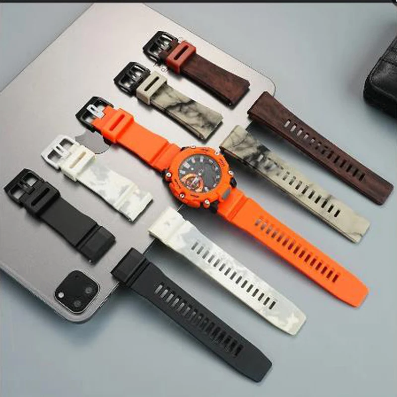24MM Resin Rubber silicone Strap For Casio GA-2200 GA-2200M GA2200 GA2000 PRW6600 Men's Series Watchband Accessories