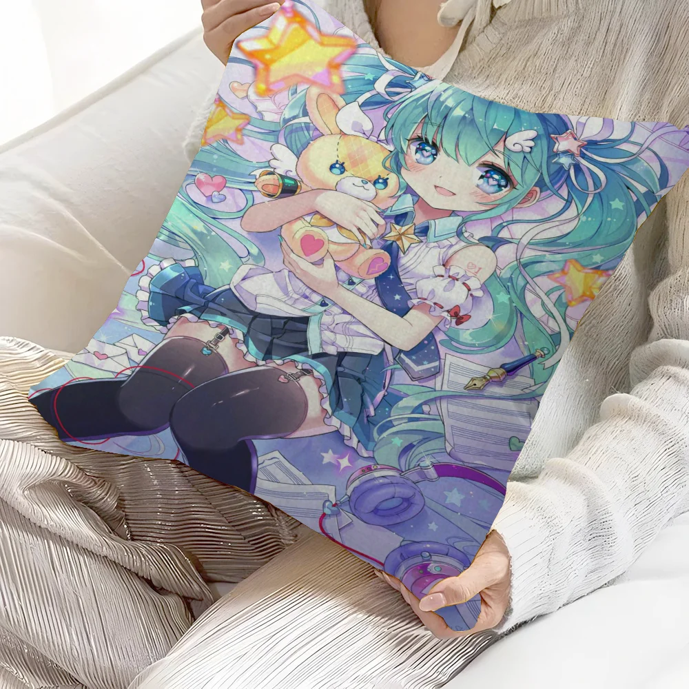 أنيمي H-Hatsunes-M-Miku الفتيات وسادة غطاء الوسادة المخدة غرفة المعيشة أريكة ديكور المنزل حسب الطلب