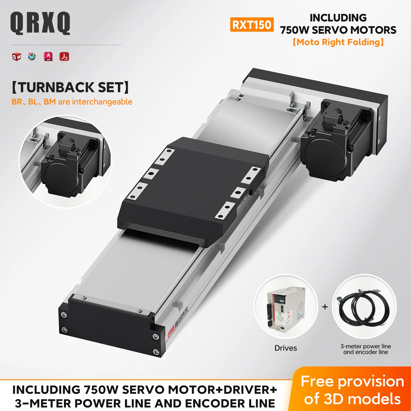 

QRXQ RXT150 Fully Enclosed 150mm Wide 140kg Load Screw Module CNC Sliding Table Ball Screw Linear Rail Stage XYZ Axis Slider