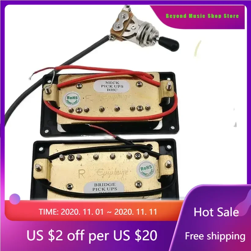 Beyond Music Shop Store--Ceramic 1c Zebra Original   Standard  Electric Guitar Humbucker Pickup with Harness Made in Korea