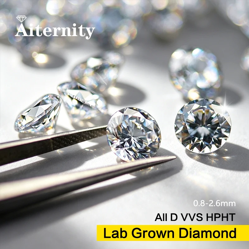

Small-sized loose laboratory diamonds D color VVS clarity white round excellent cut lab-grown diamonds no IGI or GRA certificat