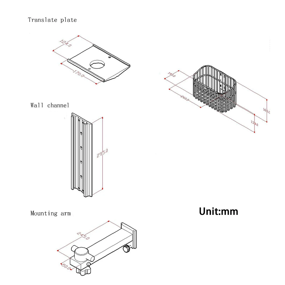 High quality Multifunctional  Hospital patien-t monitor straight arm wall mount stand(with basket,with clip)