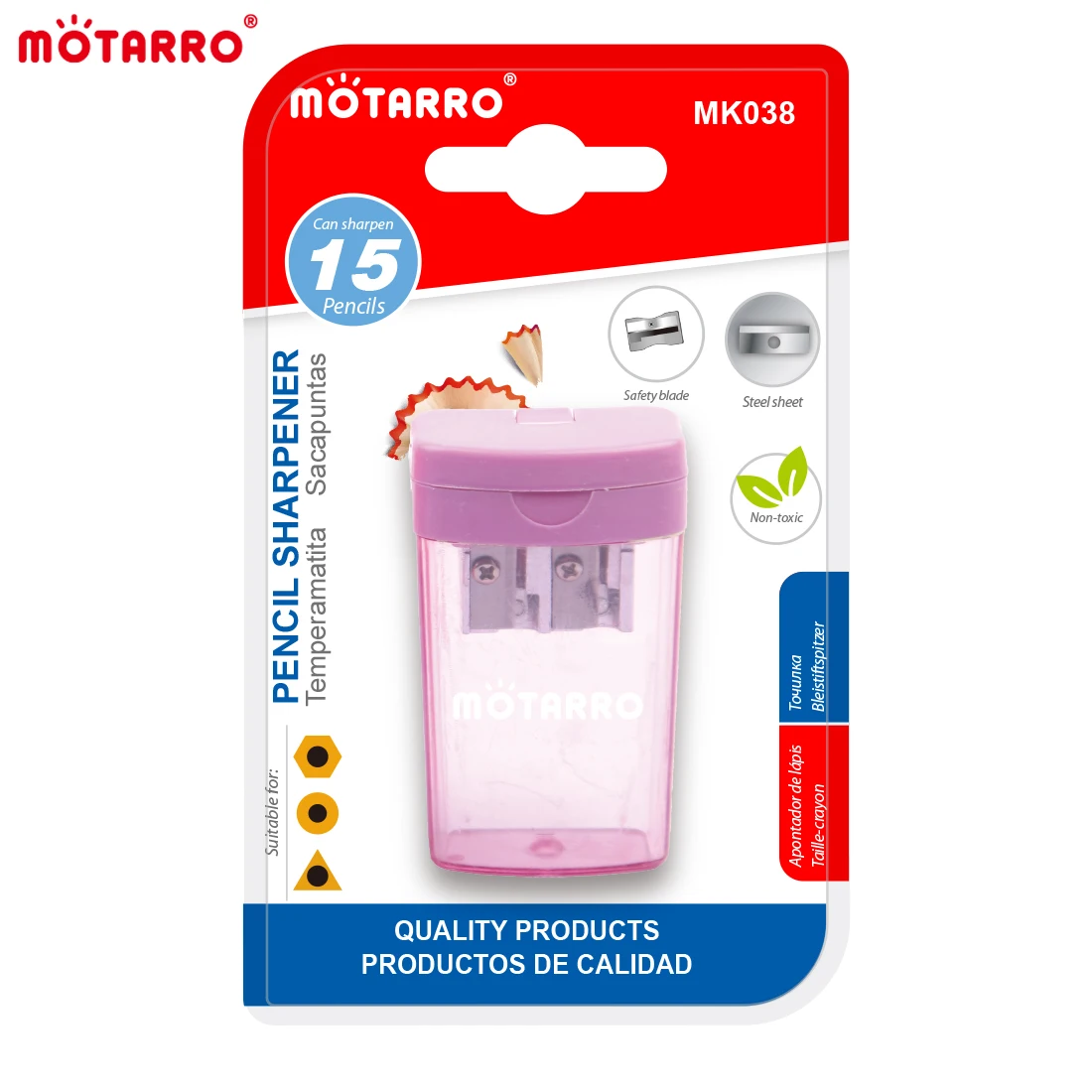 MOTARRO 1Pcs Mini Manual Pencil Sharpener Dual Holes Design Pencil Cutting Tool Class Rewards School Supplies Blue Pink