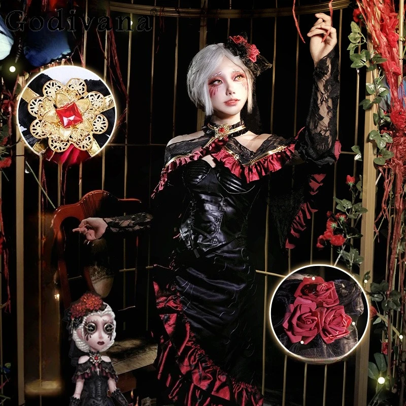 

Sexy Dress Shawl Gloves Ring Set Women Doctor Cosplay Identity Ⅴ Costume Dress Female Party Christmas Uniform Dress Suit