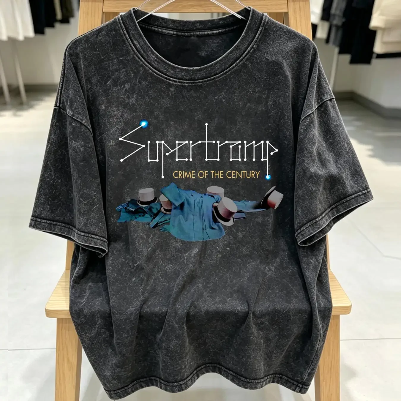 washed T Shirt Rock Live Music Supertramp Band Roger Hodgson Classic Cotton vintage Washed fashion homme Casual Comfortable