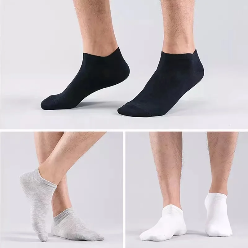 10pairs/Lot Men\'s Socks Casual Boat Socks Black Business Socks Solid Color Breathable Comfortable High Quality Ankle Socks 37-45