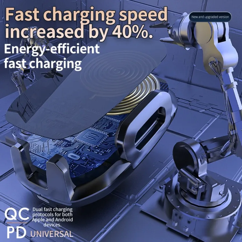 360 °   Вращающийся автомобильный держатель для телефона с вентиляционным отверстием, подставка, беспроводное зарядное устройство 15 Вт для iPhone, Samsung, Xiaomi, крепление для быстрой зарядки, крепление для мобильного телефона