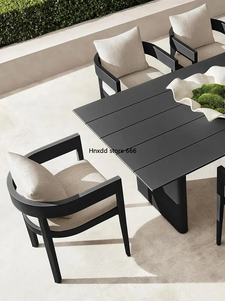 High-end outdoor courtyard villa dining table outdoor garden terrace leisure table and chair combination