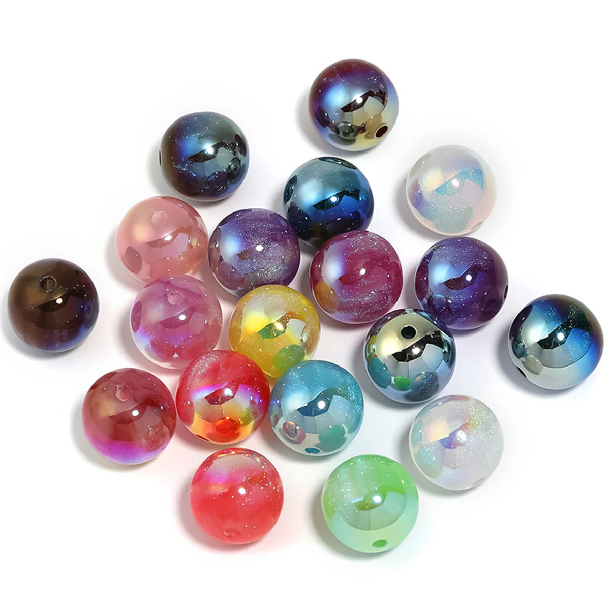 YINHE 16mm UV Coated Beads DIY Handmade Mobile Phone Chain Beading Material Clothing Pen Earrings Loose Beads Accessories